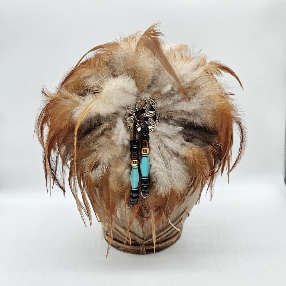 Southwestern Basket Feathers Concho Natural Materials Boho Rustic Western 10"